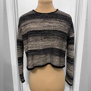 Eileen Fisher Striped Cropped Sweater - Organic Cotton/Wool - Women size XL